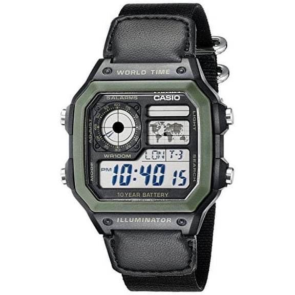 Casio Men's AE1200WHB-1BV Black Resin Watch with Ten-Year Battery
