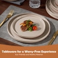 thumbnail image 6 of Vesteel 18 Pieces Dinnerware Set, Ceramic Plates and Bowls Set for 6, Handcrafted Speckled Stoneware Dishes Set for Family, Microwave & Dishwasher Safe - Cappuccino Brown, 6 of 11