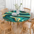 thumbnail image 3 of Teal and Gold Marble Swirls Pattern Round Fitted Tablecloth with Elastic Edge,Dining Table Cover Waterproof,Outdoor Round Tablecloth for Camping,Dining,Indoor and Outdoor, 3 of 7