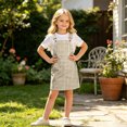 thumbnail image 2 of FYDUU Kids Girls Sleeveless Plaid Overalls Dress with Pocket Adjustable Strap Suspender Dresses Casual Knee-Length Fall Clothes 4-5 Years, 2 of 7