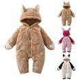 thumbnail image 4 of Coerni Toddler First Birthday Jumpsuit Fuzzy Warm Sherpa Bed Onesie Baby Cute Animal Halloween Rompe𝐫 Soft Bear Hooded Clothes, 4 of 4