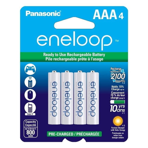 Panasonic eneloop AAA Ni-MH Pre-Charged Rechargeable Batteries - 4 Pack