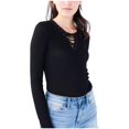 thumbnail image 1 of Aeropostale Love This Blusa con cordones para mujer, negro, pequeño, 1 of 2