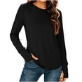 thumbnail image 6 of Bxsruta Womens Long Sleeve Tops Crewneck Pullover Shirts Basic Tee Casual Athletic Tops, 6 of 8