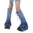 thumbnail image 1 of Calentadores de piernas para mujer, calcetines de mezclilla estilo punk rock, estilo harajuku, ajustables, hasta la rodilla, estilo japonés, moda urbana, calentadores de piernas, 1 of 4