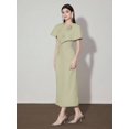 thumbnail image 3 of Pastel Green Womens Elegant Midi Dress With 3D Floral Appliqué And Cape Sleeve, 3 of 7