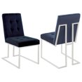 thumbnail image 6 of Miekor Furniture Blue and Chrome Tufted Back Dining Chair (Set of 2) W5U702, 6 of 9