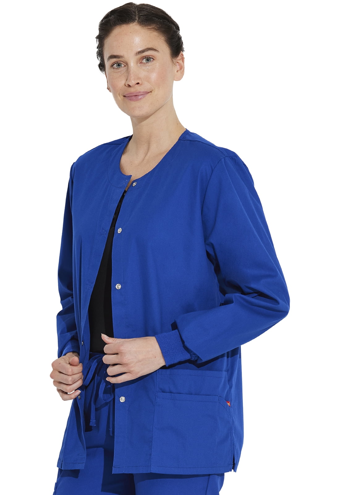 Dickies EDS Signature Medical Scrubs Warm Up Jacket for Women Snap Front Plus Size 86306