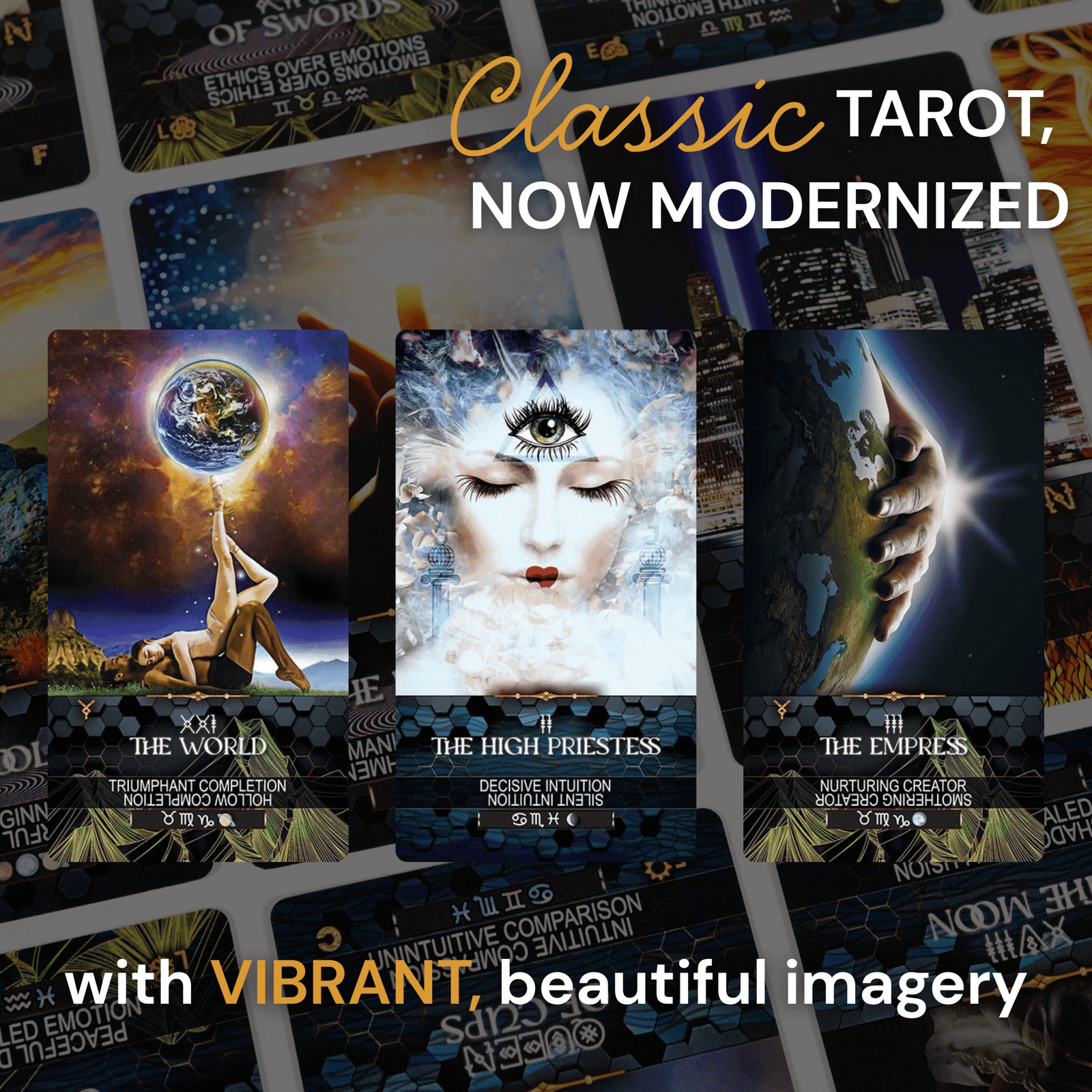 Tarot Skills Star Kissed Tarot Deck, Tarot Cards with Meanings on Them Including “Golden Dawn” Astrology Zodiac and Planets, Keywords, Reversed, Elements