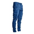 thumbnail image 3 of MNCEKFOD Mens Jeans Mid Waisted Trendy Slim Fit Ripped Jeans Stretchy with Pockets Relaxed Fit Trousers Dark Blue L, 3 of 5