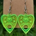 thumbnail image 3 of Halloween Horror Skull Earrings Neon Green Acrylic for Dia de Muertos Jewelry, 3 of 9