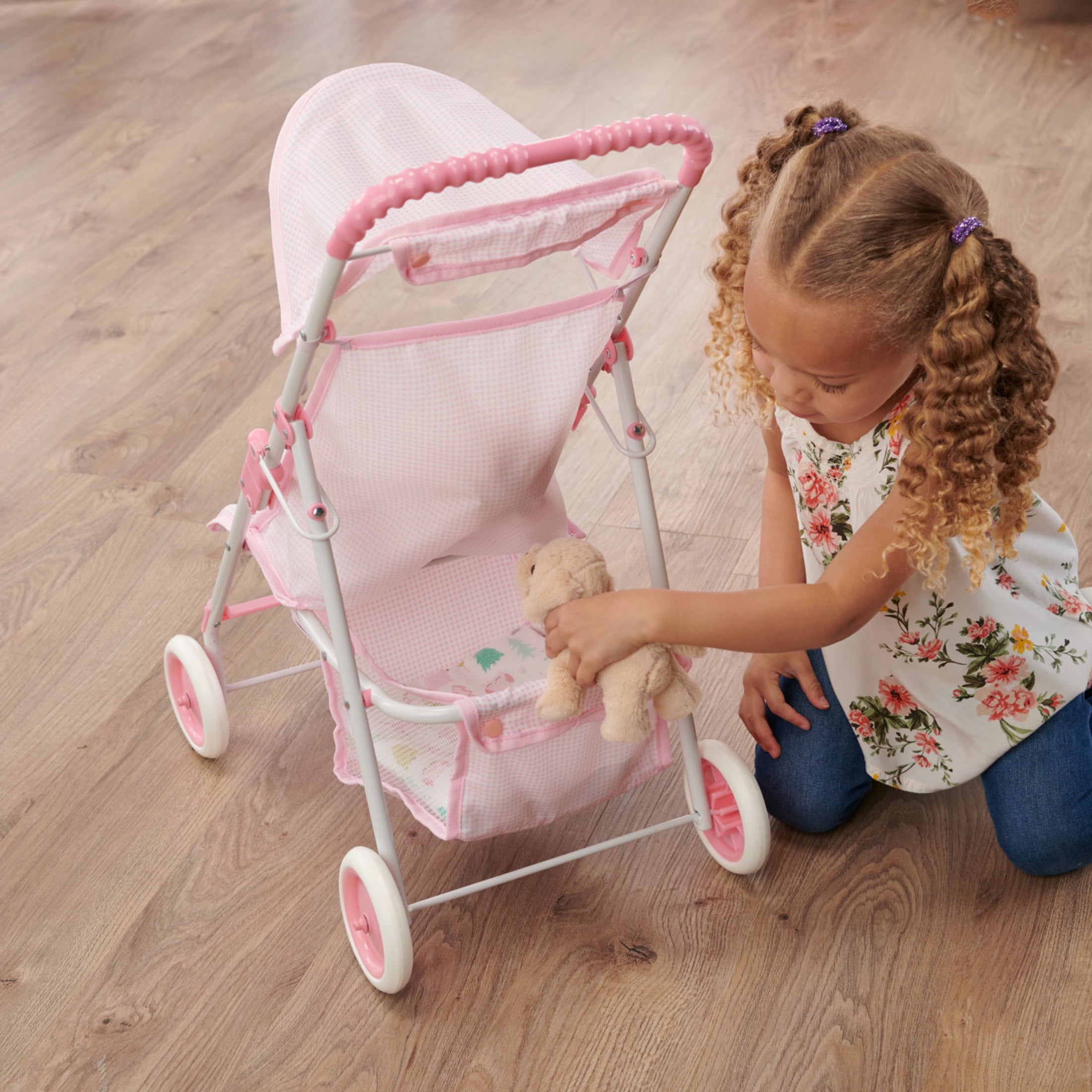 Folding Doll Umbrella Stroller - Pink/Gingham