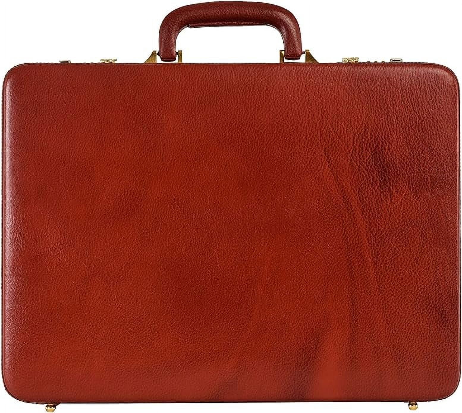 LINDSEY STREET Top Grain Leather Attache Briefcase Business Handbag Leather Expandable Briefcase for Men