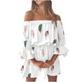thumbnail image 1 of Vestidos estampados y sólidos con mangas acampanadas y hombros descubiertos, informales, sexys, de verano, para mujer Fridja  bnh6523, 1 of 5