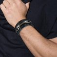 thumbnail image 4 of Pulsera de cuero para hombre, brazalete grande ajustable, brazalete negro, pulsera informal Punk Rock, Retro Vintage, 4 of 5