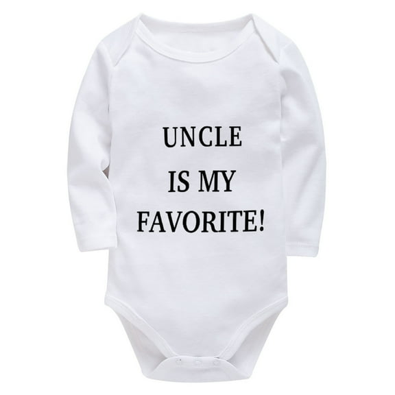 Uncle Is My Favorite Infant Coming Home Outfit Girl Long Sleeve Boy Newborn Outfits White Baby Onesie 3-6 Months