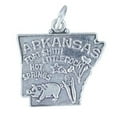 thumbnail image 1 of Sterling Silver 20" 1mm Box Chain ARKANSAS State Pendant Necklace, 1 of 2