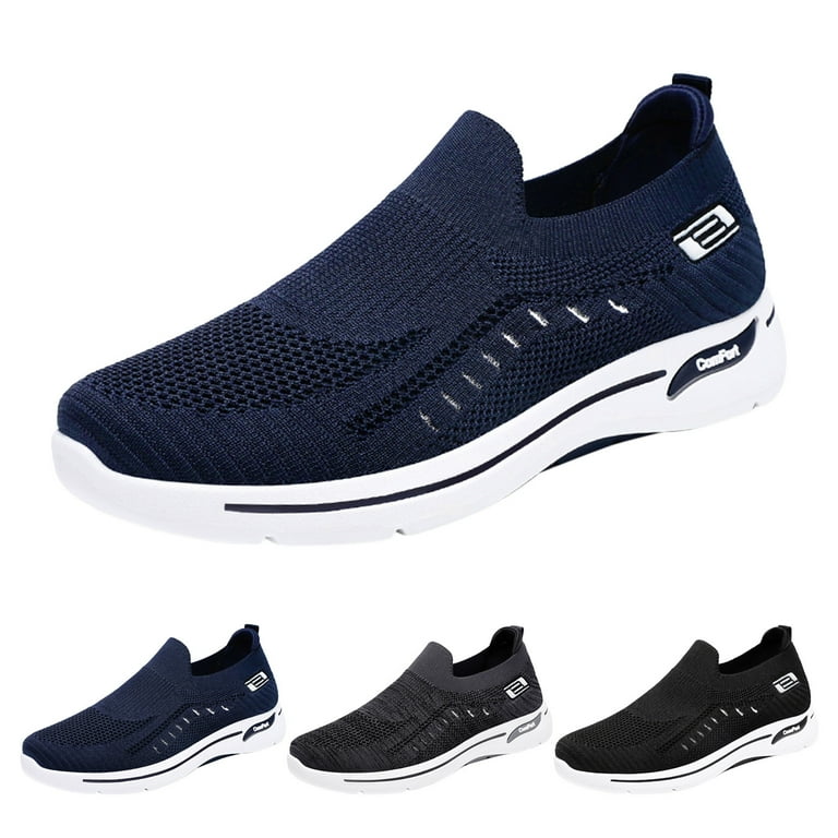 PEASKJP Mens Dress Shoes Men's Lightweight Breathable Soft Bottom Non Slip  Training Sneaker Men Flats Sneakers Blue 9