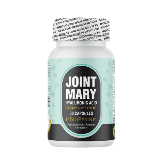 Joint Mary Hyaluronic Acid Supplement Advanced Joint Support with Hydrolyzed Collagen, Turmeric, Glucosamine, MSM, Vitamin C  30 Capsules
