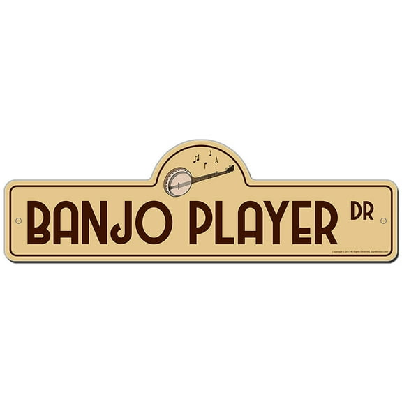 Banjo Player Street Sign | Indoor/Outdoor | Funny Home Décor for Garages, Living Rooms, Bedroom, Offices | SignMission personalized gift