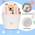 thumbnail image 4 of CHENGDAO 2Pack Cotton Rope Storage Baskets with Removable Bunny Ears, Foldable Organizer, Gray&Pink, 4 of 7