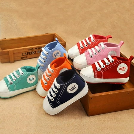 

Newborn Baby Boys Girls Soft Sole Crib Shoes Canvas Sneakers Anti Slip Toddler Shoes 0-12M