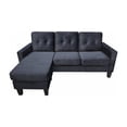 thumbnail image 4 of Everett Black Velvet Reversible Sectional Sofa Chaise, 4 of 5