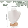 thumbnail image 2 of 1Pc Microfiber Necklace Display Stands Desktio Bust Shaped Necklace Holder with Wood Base White 14x8.5x18.5cm, 2 of 5