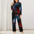 thumbnail image 2 of Pofeuu Colorful Betta Fish Print Womens Pajamas Set Long Sleeve Sleepwear Button Down Nightwear Soft Pj Lounge Sets Button Down Pajamas Women-Large, 2 of 7