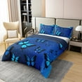 thumbnail image 2 of Manfei Dreamy Blue Butterfly 100% Cotton Comforter Cover Twin for Girls, Psychedelic Galaxy Bedding Twin Size, Chic Animal Bedding Accessories, Microfiber Room Decoration, Reversible 2-Piece, 2 of 9