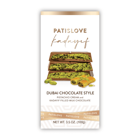 Patislove Pistachio Cream And Kadayif Filled Milk Chocolate (100g / 3.5 oz)