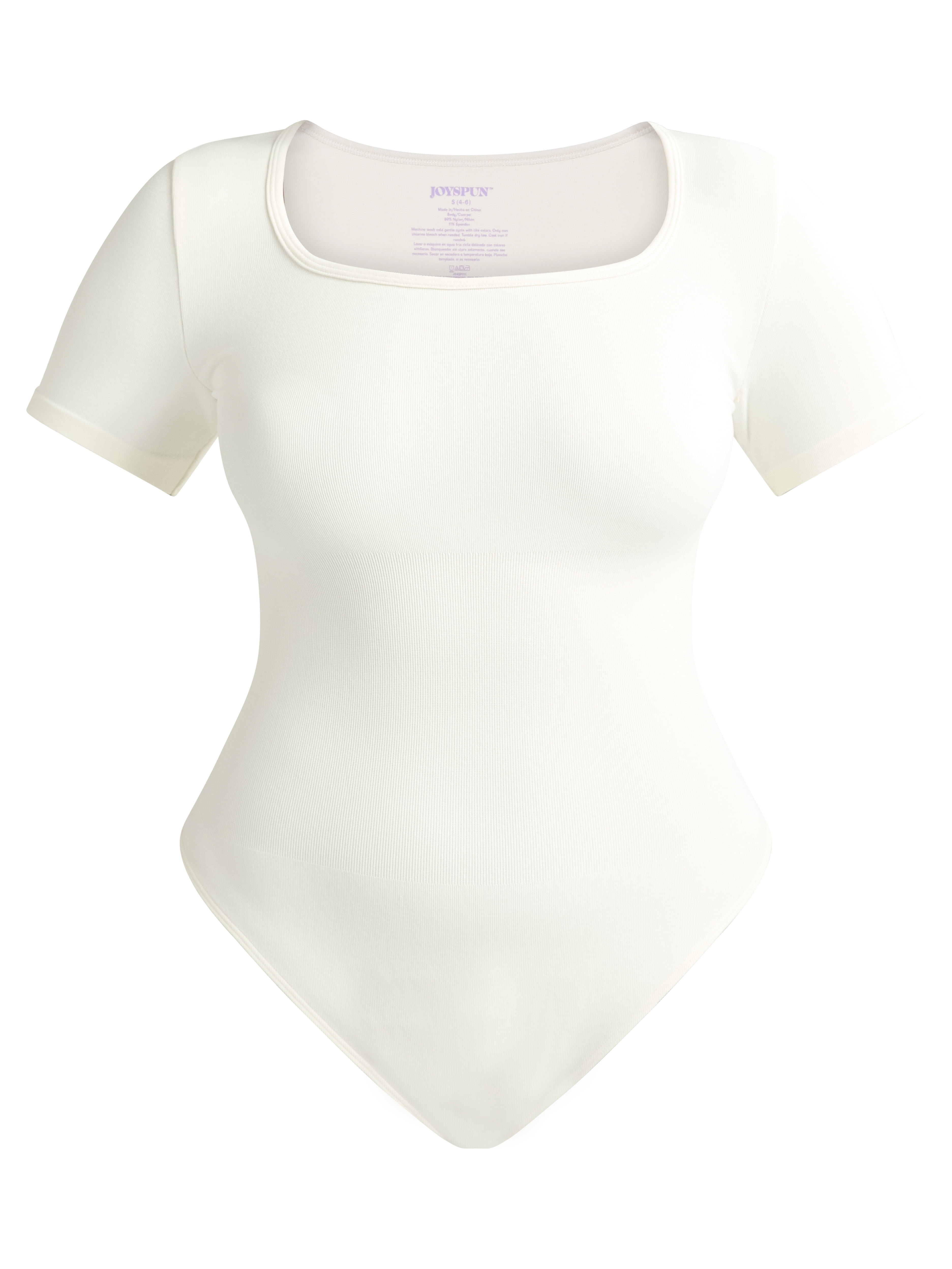 Joyspun Women's Seamless Slimming Bodysuit with Short Sleeves, 2- Pack, Sizes XS-XXXL