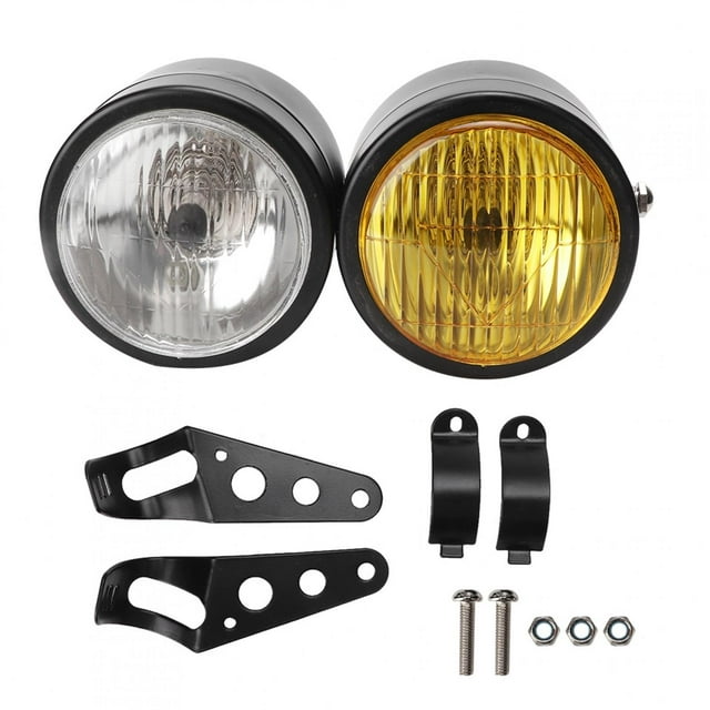 Double Double Phare, Moto Universelle 8.5in Fer Moto Twinlamp Double Phare Rond Robuste et Résistant