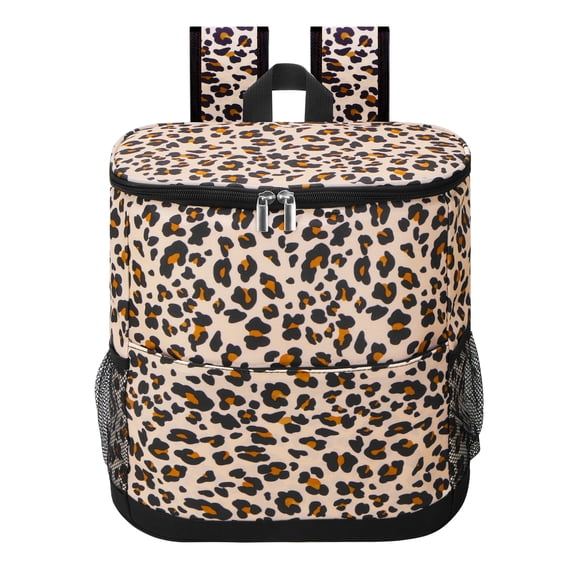 Cooler Backpack, TSV 20 Cans Camping Backpack Coolers, Leopard Insulated Leak Proof Travel Cooler Bag for Hiking Picnic Beach Trip