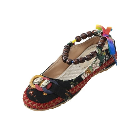 

sandals for Women Women Shoes Ethnic Style Non Positioning Embroidered Shoes Comfortable Casual Pumps Women Shoes PU Dress Sandals for Women Black