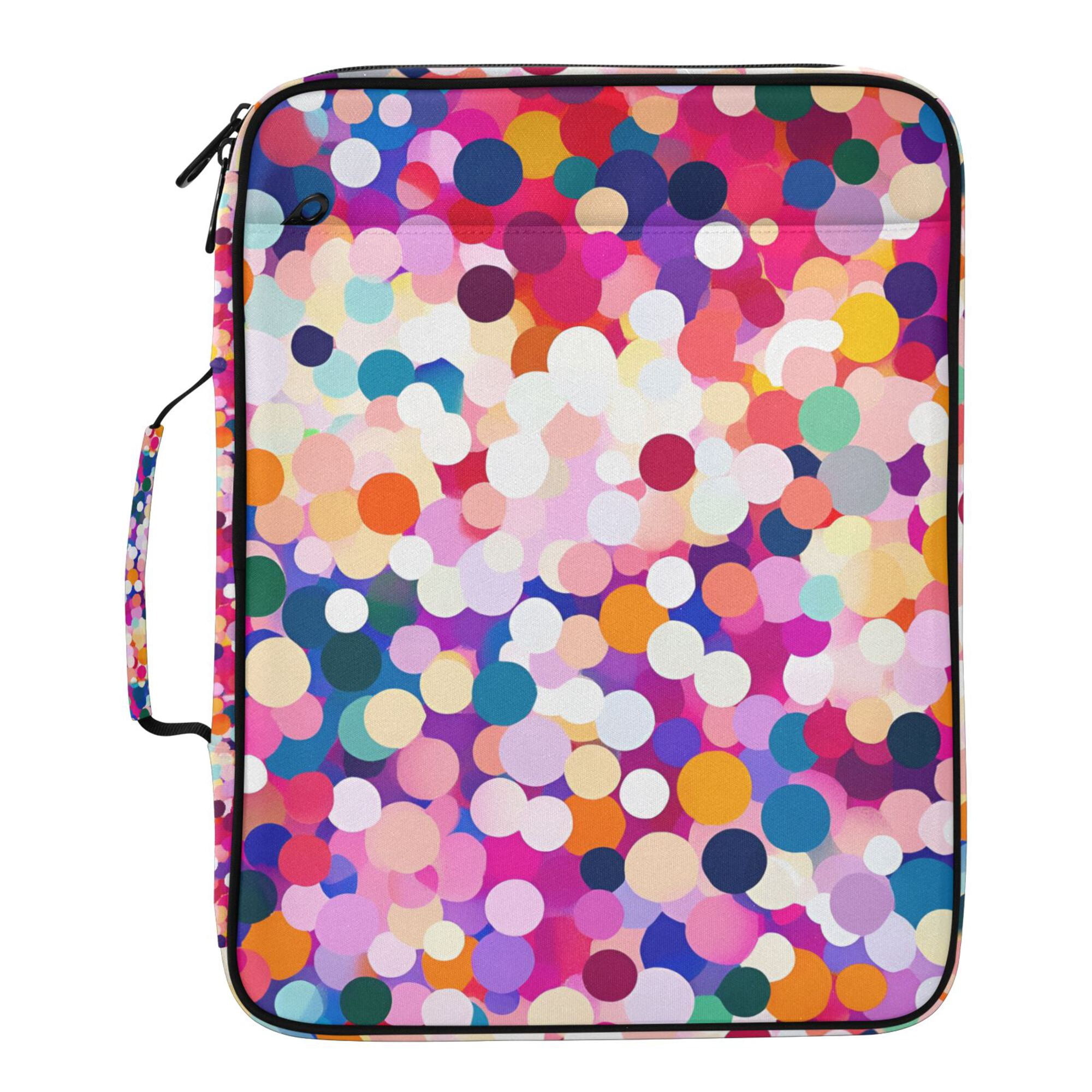 FORMRS Accordion File Folder A4 Size 7-Pocket Expanding Document Organizer Bag with 3 Ring Binder, Purple Colorful Circles