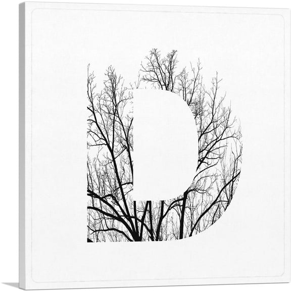 ARTCANVAS Tree Branches Alphabet Letter D Canvas Art Print - Size: 12" x 12" (0.75" Deep)