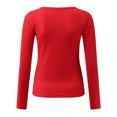 thumbnail image 7 of Women's Slim Fit Long Sleeve Knitted T-Shirt Solid Color U Neck Soft Warm Sexy Blouse Top Comfortable Stretchy Casual Shirt, 7 of 7
