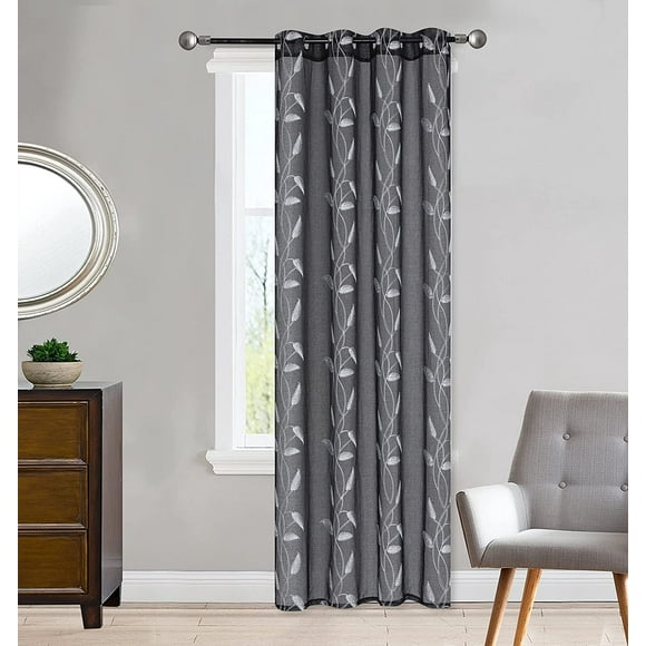 Sheer Curtain Embroidery Dolly 54"X84" (Pack of 2) by ATI (Black)