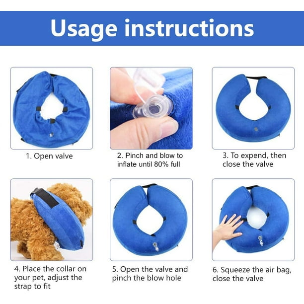 Chlua Inflatable Dog Cone Neck Collar For After Surgery Soft Dog Cones Protective Pet Recovery Collar Dogs Cats E Collar Prevent Pet From Licking To