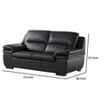 thumbnail image 5 of Contemporary Leather Loveseat with Wooden Trim Armrest and Block Feet,Black, 5 of 5
