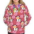 thumbnail image 4 of Hoodies for Women - Cow And Flower Comfrt Colour Drawstring Women'S Fashion Hoodies & Sweatshirts, Fall Outfits Clothes for Women 2024 Pullover with Kangaroo Pocket, 4 of 7
