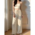 thumbnail image 4 of Women'S Elastic Waist Drawstring Polka Dot Print Casual Wide Leg Long Pants White M, 4 of 9