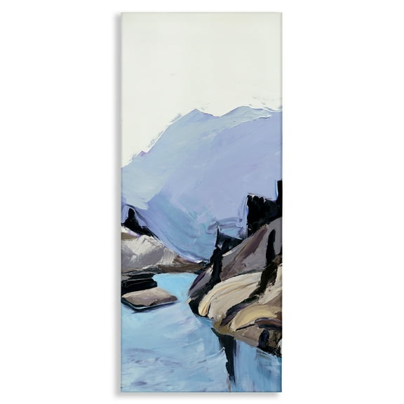 Stupell Industries Mountain River Abstraction Landscape & Nature Painting Wrapped Canvas Art Print Wall Art, 10 x 24