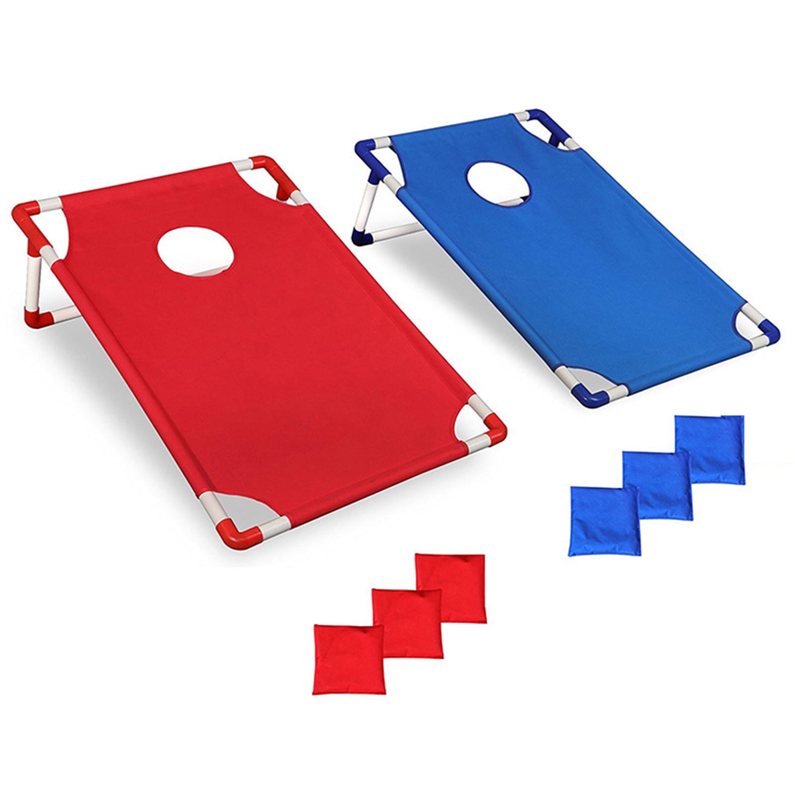 Eccomum Portable Cornhole Set with 2 Collapsible Cornhole Game Boards, 6 Bean Bags and Carrying Case, Camping Games Outdoor Yard Toss Games for Adults Family