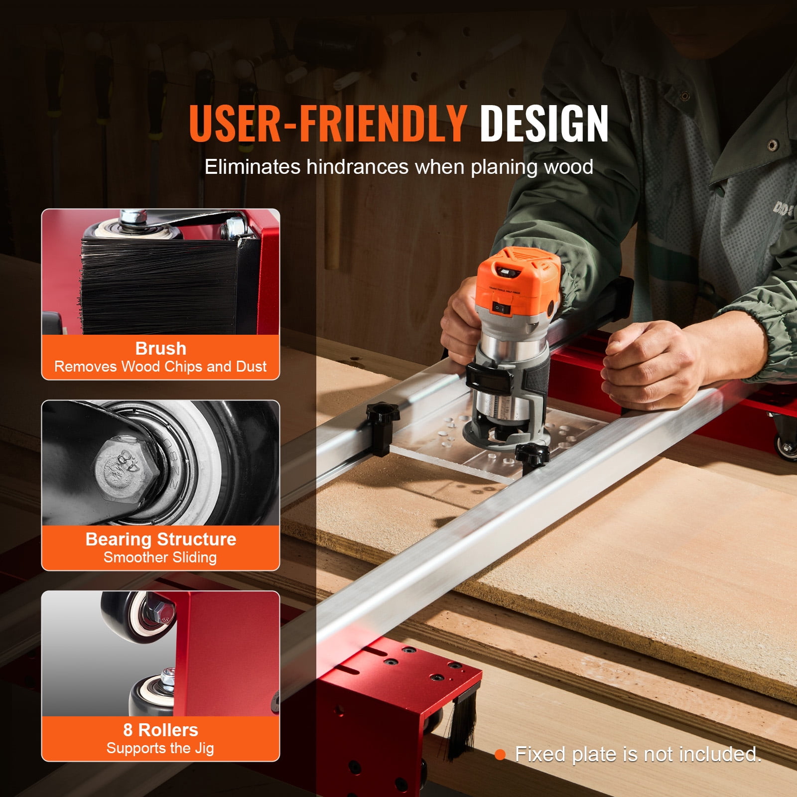 KFFKFF Router Sled, 64 inches, Movable and Modifiable Slab Smoothing Jig DIY Carpentry Router Sled for Leveling Slabs for Wood Smoothing, Domestic DIY