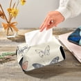 thumbnail image 5 of Beige Vintage Butterfly Tissue Box Cover Leather Square Rectangle Tissue Box Holder for Bathroom Living Room Desk Office Decor, 5 of 7