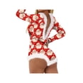 thumbnail image 2 of KelaJuan Women's Christmas Fluffy Trim Romper Sexy Long Sleeve One Piece Pajamas Jumpsuit Bodysuits, 2 of 6