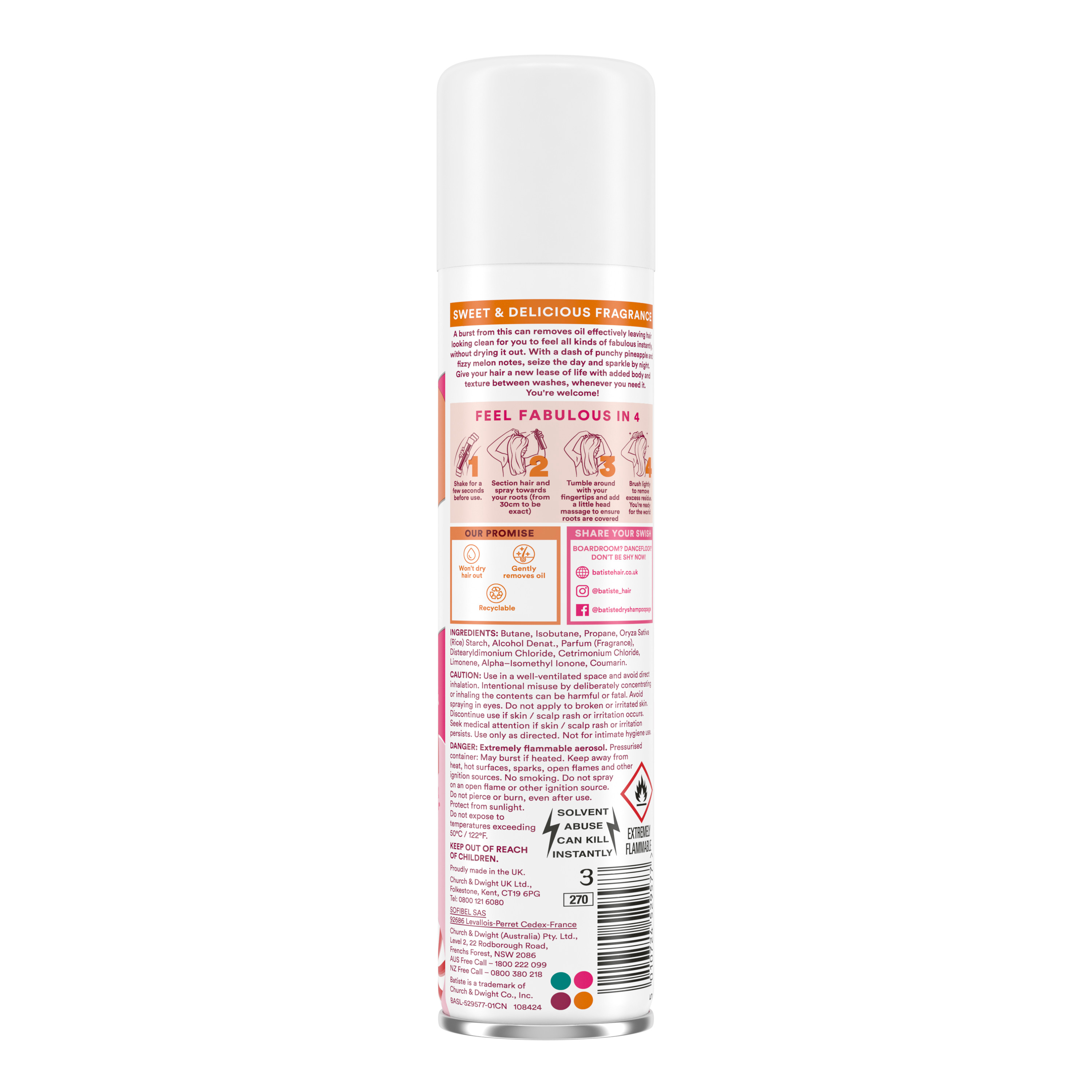 Batiste Dry Shampoo, Sweetie Fragrance, 4.23 oz photo 2