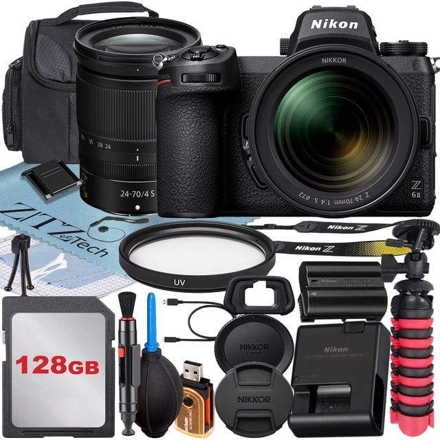 Nikon Z6 II Mirrorless Camera with NIKKOR Z 24-70mm f/4 S Lens + 128GB Memory Card + Case + UV Filter + ZeeTech Accessory Bundle